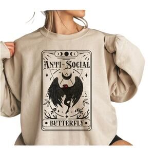Antisocial Butterfly Tarot Card Sweatshirt Size Medium